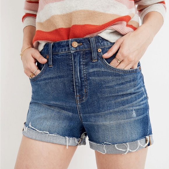 Madewell High-Rise Denim Shorts in Glenoaks Wash: Cutoff Edition - Picture 1 of 8